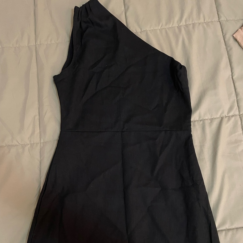 Black, one shoulder mini dress